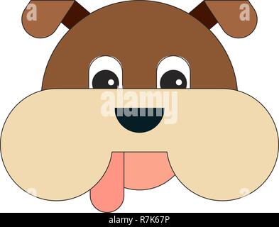 Dog head in cartoon flat style. Vector illustration on white background. Stock Vector