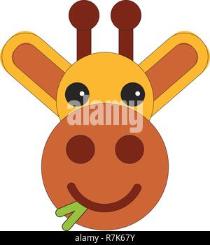 Head of a giraffe in cartoon flat style. Vector illustration on white background. Stock Vector