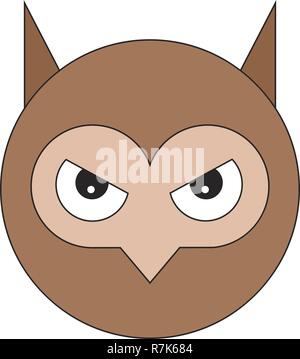 Head of owl in cartoon flat style. Vector illustration on white background. Stock Vector