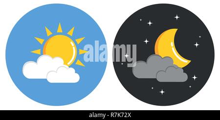 sunshine and moonlight in sky day and night vector illustration EPS10 Stock Vector