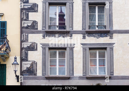 optical illusion on a wall in the old town of Lucerne, Switzerland Stock Photo