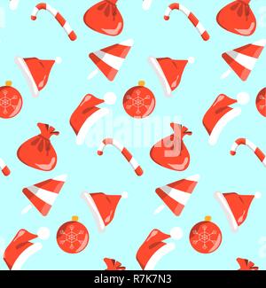 new year red and white objects pattern sweets seamless on blue background Stock Vector