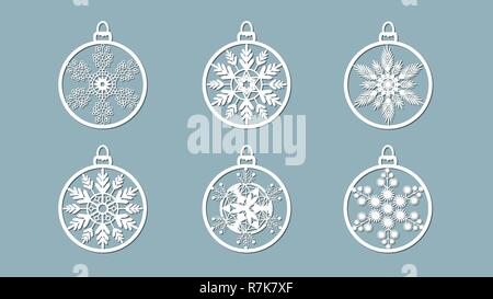 Set of cutout balls with snowflake Laser cut pattern for christmas ...