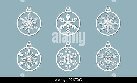Set of cutout balls with snowflake Laser cut pattern for christmas ...