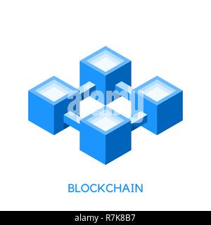 Blockchain technology concept. Simple icon. Logo element on white background Stock Vector