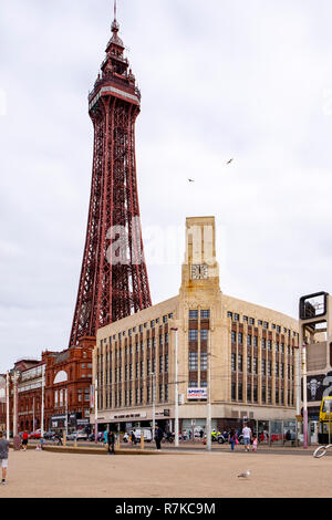 Woolworth Building with Blackpool Tower Blackpool Lancashire UK Stock Photo