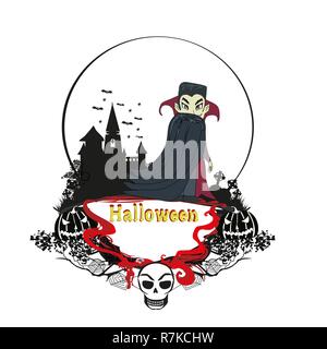 Vampire Night Halloween Card Stock Vector