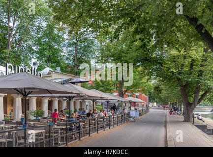 Cafe / restaurant on the banks of the River Aura (Aurajoki) in the historic centre, Östra strandgatan, Turku, Finland Stock Photo