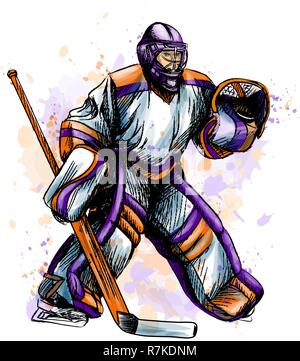 Hockey player. Hand drawn sketch. Winter sport. Vector illustration of  paints Stock Vector Image & Art - Alamy