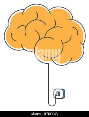 Concept illustration of brain charging. Stock Vector