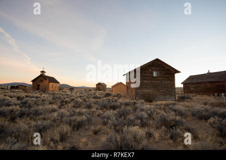 Rural ghost town in Fort Rock Oregon along Central Oregon and the South part of the state. Stock Photo