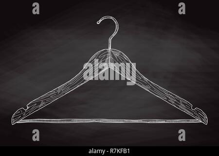 Sketch clothes hangers on chalk board. Vector Stock Vector