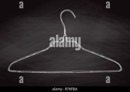 Sketch clothes hangers on chalk board. Vector Stock Vector