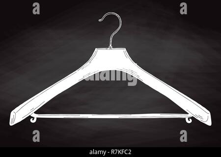 Sketch clothes hangers on chalk board. Vector Stock Vector