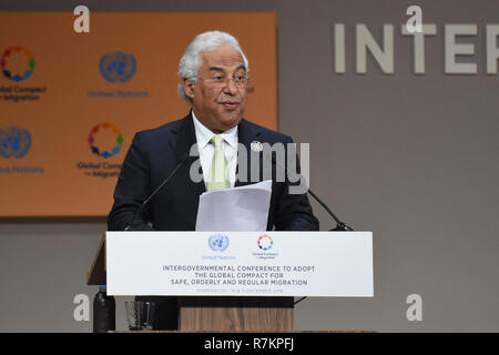 Rabat, Morocco. 10th Dec, 2018. Portuguese Prime Minister Antonio Costa speaks during the UN Intergovernmental Conference on Migration to adopt the Global Compact for Safe, Orderly and Regular Migration in Marrakech, Morocco, Dec. 10, 2018. Credit: Aissa/Xinhua/Alamy Live News Stock Photo