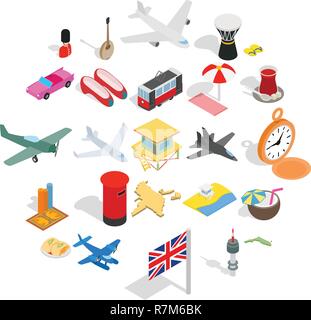 Holiday spot icons set, isometric style Stock Vector
