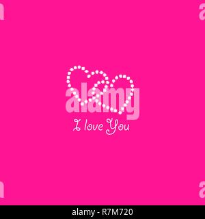 Two Heart of the lamps on a pink background. Valentines day card. Heart with inscription I Love You. Vector illustration Stock Vector