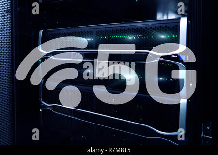 5G Fast Wireless internet connection Communication Mobile Technology concept Stock Photo