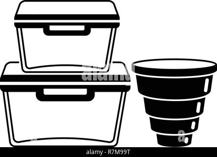 Empty plastic lunch boxes icon, simple style Stock Vector
