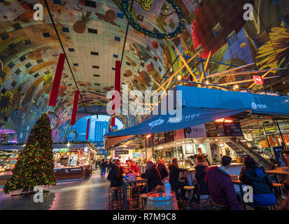 Pinchos tapas bar inside modern residential and commercial property development, Markthal , Market Hall, in Rotterdam, The Netherlands