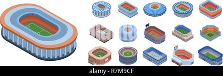 Arena icon set, isometric style Stock Vector