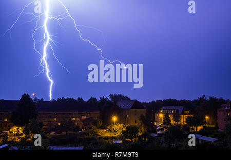 thunderstorm in city Stock Photo