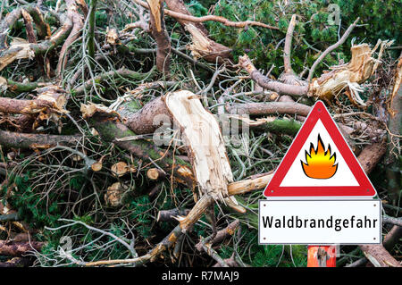Attention forest fire danger sign Stock Photo