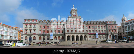 Town hall of Ferrol, in Galicia, Spain. Ferrol  is a city in the Province of A Coruna in Galicia, located on the Atlantic coast in north-western Spain Stock Photo