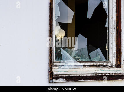 Burglary window pane Stock Photo