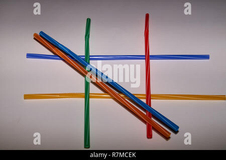Stop using Plastic drinking straws, straws in different colors Stock Photo