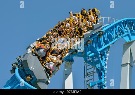 Saint-Petersburg.Russia. may. 20.2018. Kresovsky island.Divo island Park.A popular attraction is the Russian roller coaster.It is a railway system of  Stock Photo