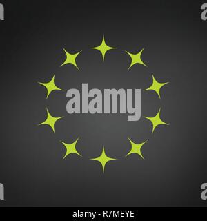 Circle green Star Border Logo Template, vector illustration isolated on black baackground. Stock Vector