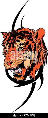 vector illustration of a tribal tiger tattoo Stock Vector