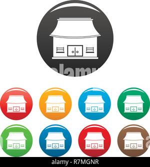 Vietnam house icons set 9 color vector isolated on white for any design Stock Vector