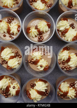 Top view on portion dessert with chocolate Stock Photo