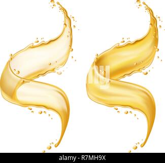 Apple juice lemonade beer yellow fruit alcohol liquid summer tropical vacation soft drink sweet flowing in motion isolated spray paint illustration sp Stock Vector