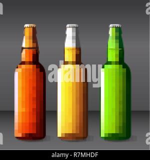 Beer bottle glass isolated on background. Vector packaging mockup with realistic bottle Stock Vector