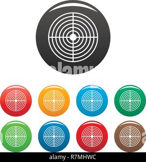 Cross aim target icons set 9 color vector isolated on white for any design Stock Vector