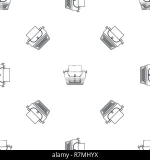 Soviet typewriter icon. Outline illustration of soviet typewriter vector icon for web design isolated on white background Stock Vector