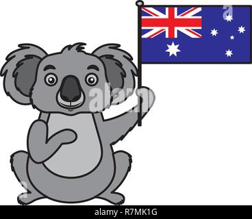 Koala with australian flag celebration isolated on white background ...