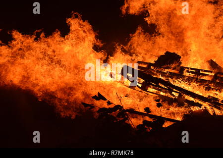 Blazing fire on bonfire night Stock Photo