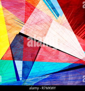 Abstract multicolored watercolor background with different geometric shapes Stock Photo
