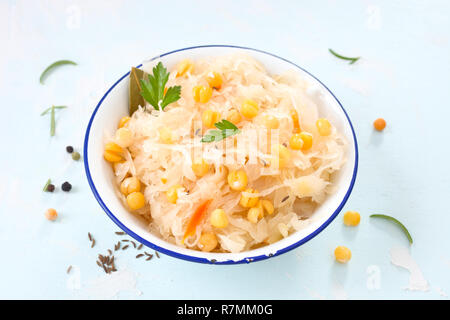 Pickled cabbage with peas Stock Photo