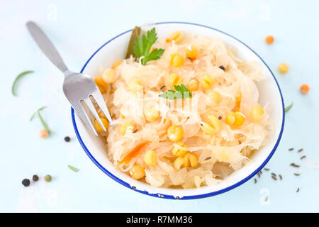 Pickled cabbage with peas Stock Photo