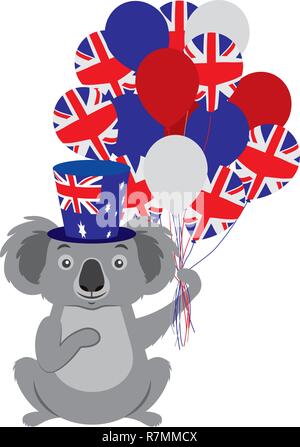 koala with hat and balloons australian flag Stock Vector Image & Art ...