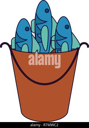 Fishes in bucket Stock Vector