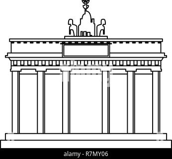 Brandenburg Gate monument in black and white Stock Vector