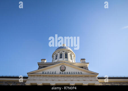 Marche Bonsecours in Montreal, Quebec, Canada, during a sunny afternoon, with the old coat of arms of the city. Bonsecours Market is one of the main a Stock Photo