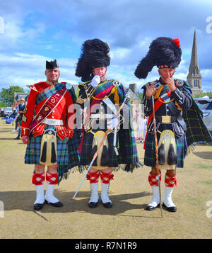 Pipe band leaders in full regalia at the Aboyne highland games, scotland Stock Photo