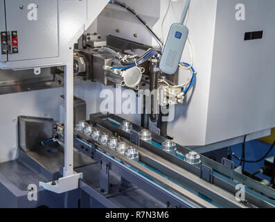 Automation CNC turning center mahine, small single machine processing with self loading Stock Photo